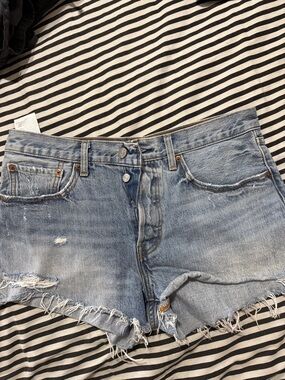 Levi's Light Blue Distressed Denim Cutoff Shorts